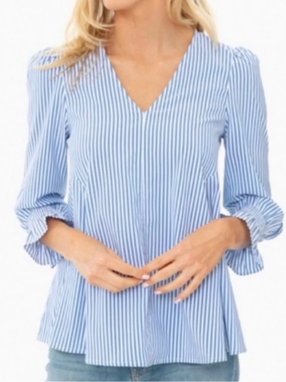Tuckernuck Blue Stripe Easton Blouse Medium